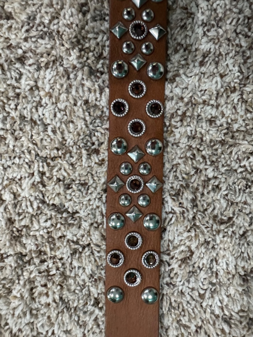 Vintage Leatherock Studded/Embellished Brown Leather Belt size Large - Picture 4 of 5
